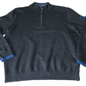 G/FORE Charcoal With Blue Accents Wool Zip-Up Sweater